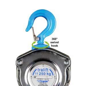 Tractel Manual Chain Hoist | 1/4 Ton - 500 lbs Capacity | 10 ft Steel Chain | Industrial-Grade Steel for Construction, Workshops, Garages | Tralift 56429