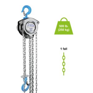 Tractel Manual Chain Hoist | 1/4 Ton - 500 lbs Capacity | 10 ft Steel Chain | Industrial-Grade Steel for Construction, Workshops, Garages | Tralift 56429