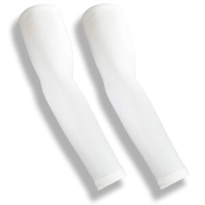 iM Sports LONG DRIVER Golf Sun Sleeves + Blocks 98% UV + Compression + Made in USA - White - Medium/Large - Pair