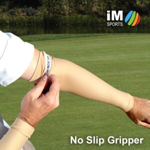 iM Sports LONG DRIVER Golf Sun Sleeves + Blocks 98% UV + Compression + Made in USA - White - Medium/Large - Pair