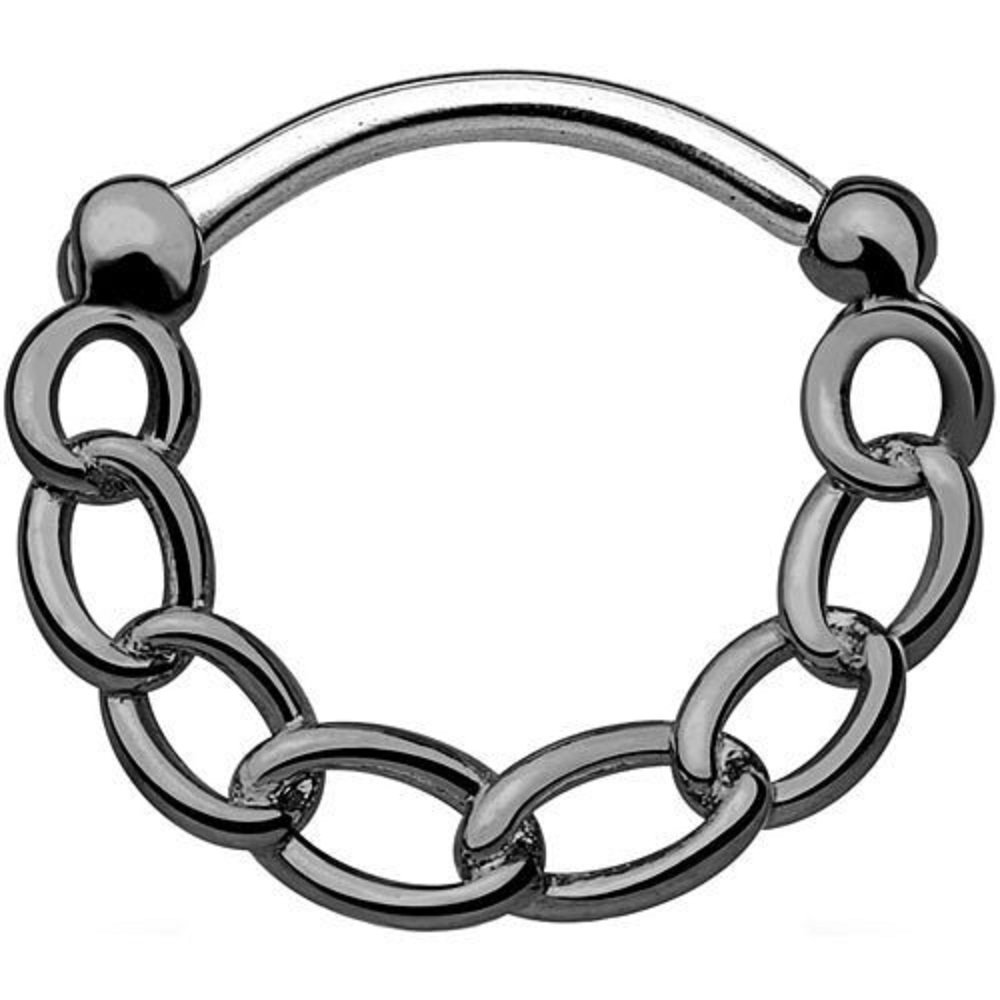 WildKlass Jewelry Chain Round Septum Clicker Hematite over 316L Surgical Steel