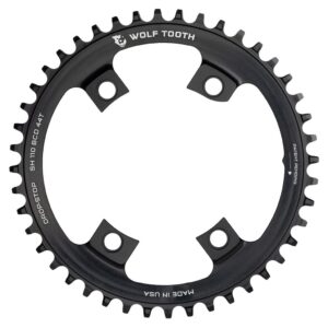 wolf tooth drop-stop chainrings for asymmetric 4x110mm bcd shimano road cranksets (black, 42t)