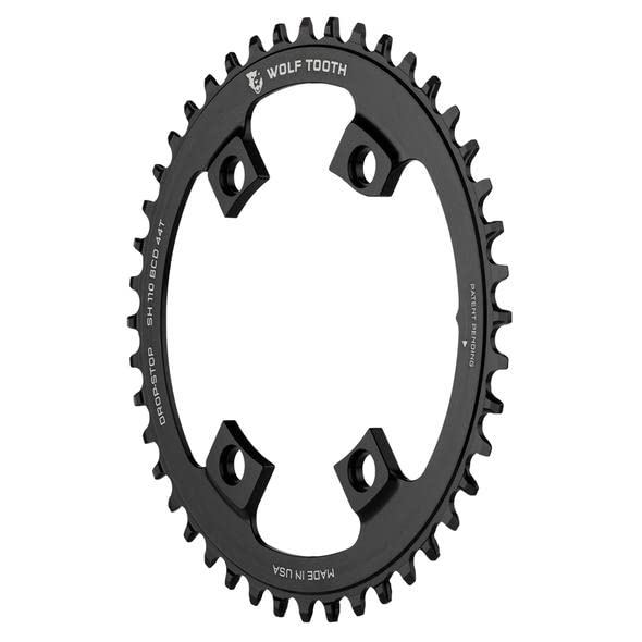 Wolf Tooth Drop-Stop Chainrings for Asymmetric 4x110mm BCD Shimano Road Cranksets (Black, 42t)