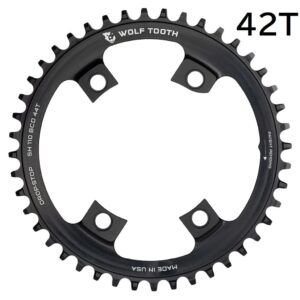 Wolf Tooth Drop-Stop Chainrings for Asymmetric 4x110mm BCD Shimano Road Cranksets (Black, 42t)