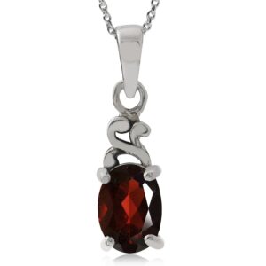 silvershake petite natural garnet 925 sterling silver victorian style pendant with 18 inch chain necklace