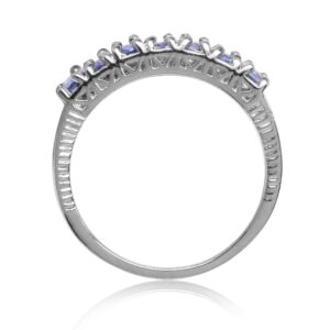 Silvershake 1.05ct. Genuine Tanzanite White Gold Plated 925 Sterling Silver Journey Ring Size 10