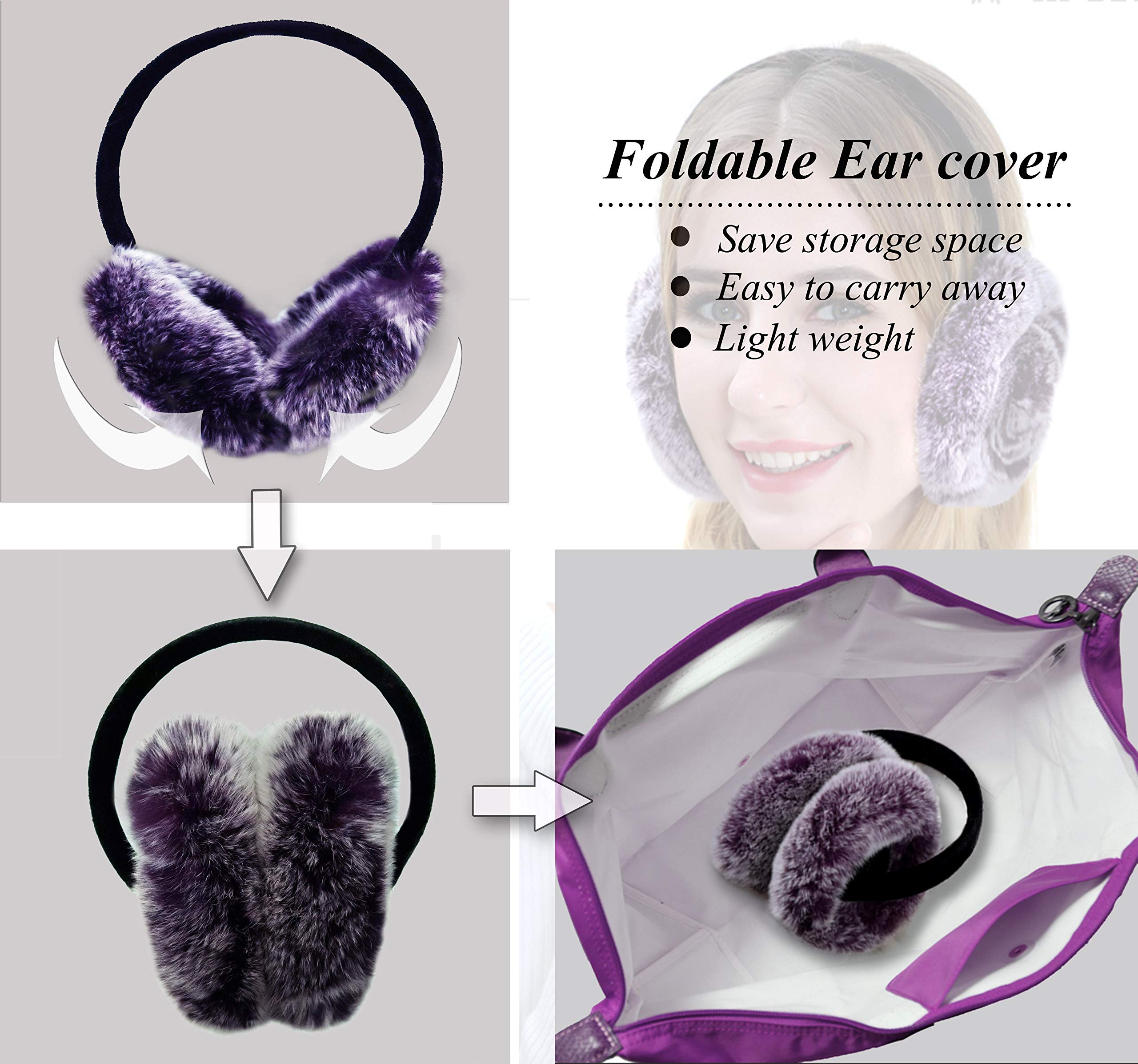 Rabbit Hair Winter Earmuff for Women, Soft and Warm (Black)