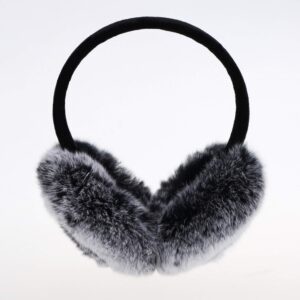 Rabbit Hair Winter Earmuff for Women, Soft and Warm (Black)