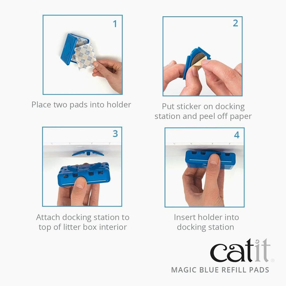 Catit Magic Blue Cat Litter Box Air Purifier, Refill Pads