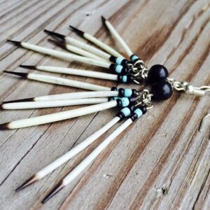 Clustered Black and Turquoise Quill Earrings Native