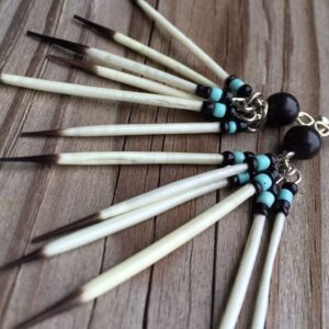 Clustered Black and Turquoise Quill Earrings Native