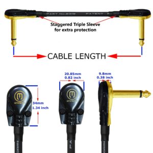 WORLDS BEST CABLES 6 Units - 6 Inch -Pedal, Effects, Patch, instrument cable CUSTOM MADE made using Mogami 2319 wire and Eminence Gold Plated ¼ inch (6.35mm) R/A Pancake type Connectors