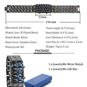 JewelryWe LED Lava Watch for Men Women Square Digital Faceless Metal Wristwatches, for Mother’s Day