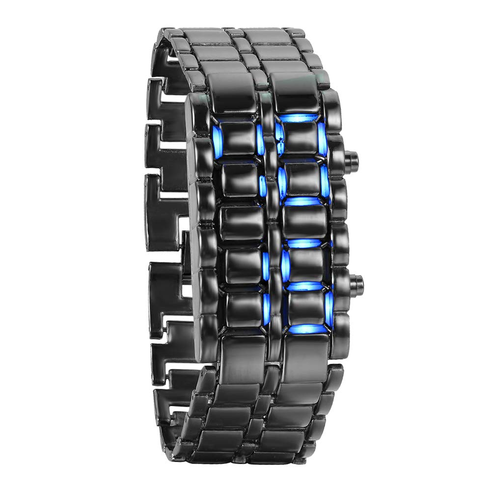 JewelryWe LED Lava Watch for Men Women Square Digital Faceless Metal Wristwatches, for Mother’s Day