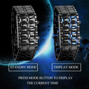 JewelryWe LED Lava Watch for Men Women Square Digital Faceless Metal Wristwatches, for Mother’s Day