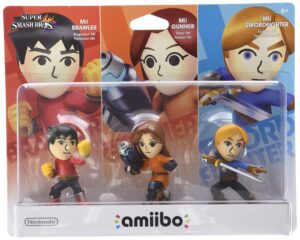 mii 3-pack - brawler, gunner, swordfighter amiibo (super smash bros series)