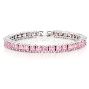 Gem Stone King Princess Cut Cubic Zirconia Classic Tennis Bracelet for Women (15.00 Cttw, 4MM CZ, Size 7 Inch)