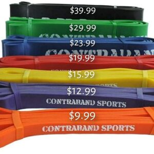 Contraband Sports 7419 41in Loop Elastic Resistance Bands, Weight Lifting Bands, Powerlifting Bands, Pullup Assistance Bands, and Yoga Stretch Bands - Gym, Home, or Travel (#0 Orange, 41 inch)