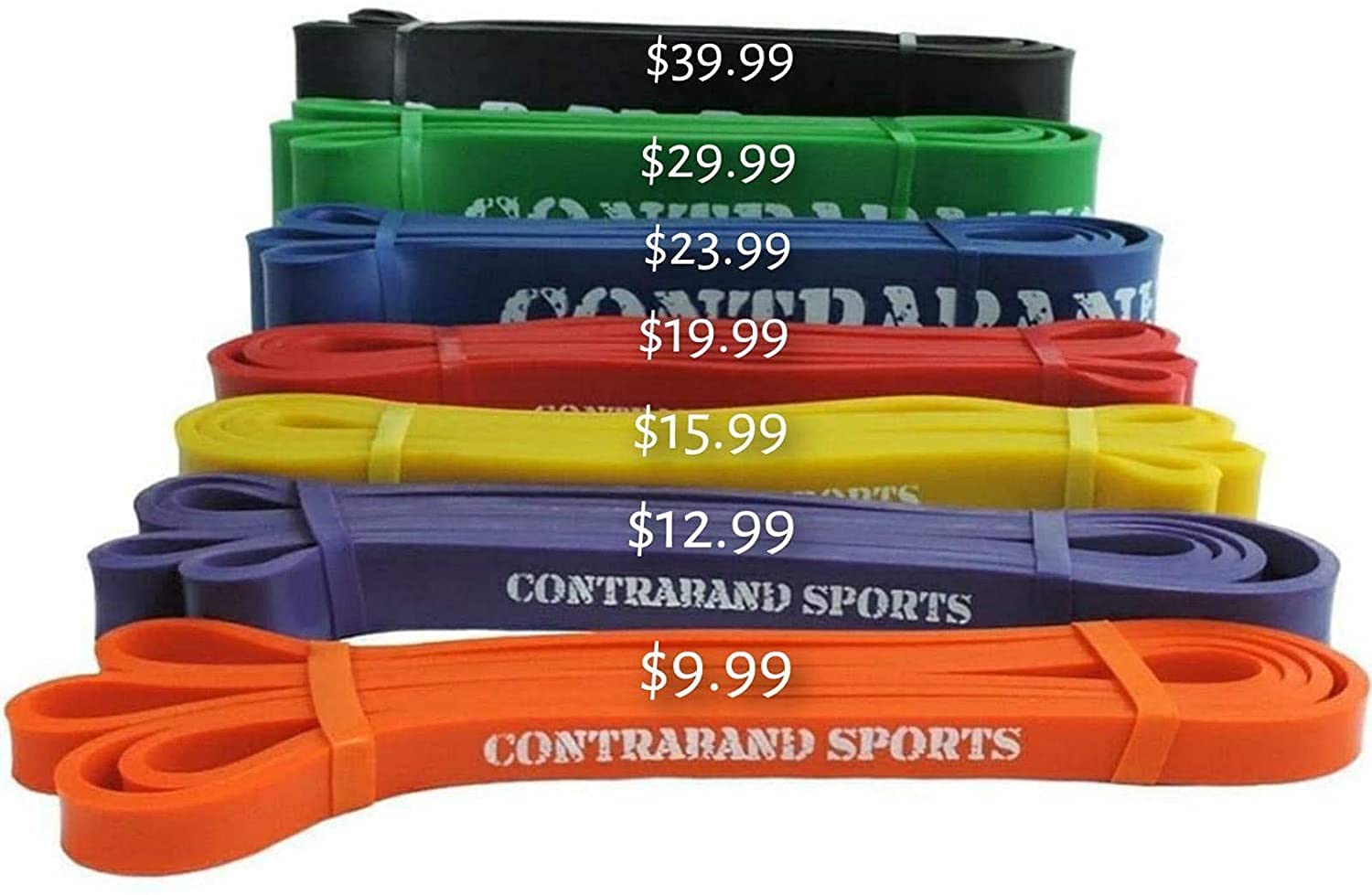 Contraband Sports 7419 41in Loop Elastic Resistance Bands, Weight Lifting Bands, Powerlifting Bands, Pullup Assistance Bands, and Yoga Stretch Bands - Gym, Home, or Travel (#0 Orange, 41 inch)