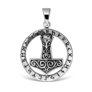 WithLoveSilver Sterling Silver Viking Amulet Norse Warrior Hammer of Thor Mjolnir Pendant