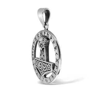 WithLoveSilver Sterling Silver Viking Amulet Norse Warrior Hammer of Thor Mjolnir Pendant