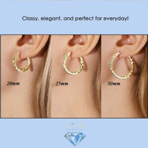 14k Yellow Gold Diamond-cut Round Flat Hoop Earrings (25mm (1 inch))…