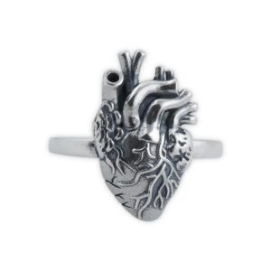 FashionJunkie4Life Anatomical Heart Ring - 925 Sterling Silver, Sizes 6-10, Lifelike Real Heart (9)