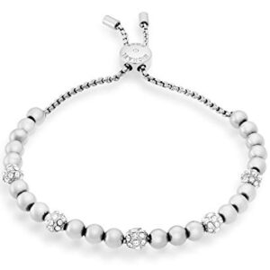 Michael Kors Stainless Steel and Pavé Crystal Beaded Bracelet for Women, Color: Silver (Model: MKJ5219040)