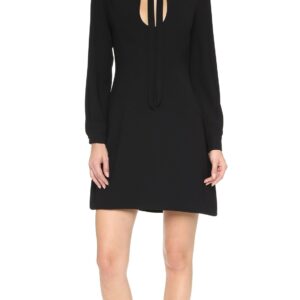 Jill Jill Stuart Women's Long Sleeve Cocktail Dress Front Cut Out and Tie at The Neck, Black, 10