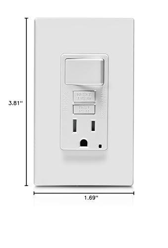 Leviton GFCI Switch Outlet Combo, 15 Amp, Self Test, Tamper-Resistant with LED Indicator Light, Saves Space, GFSW1-W, White