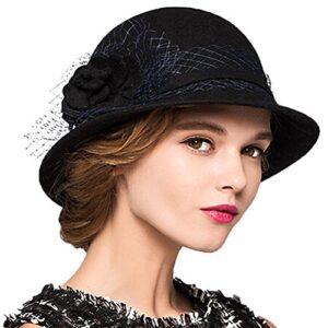 Maitose™ Women's Wool Felt Bowler Hat Black