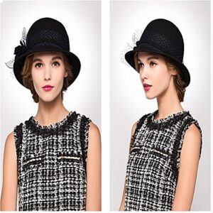 Maitose™ Women's Wool Felt Bowler Hat Black