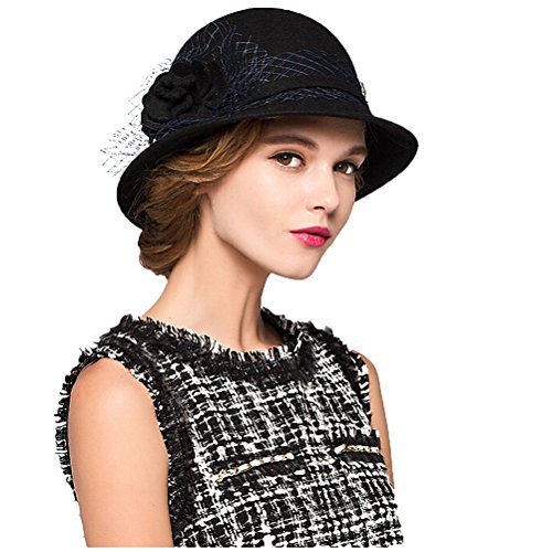 Maitose™ Women's Wool Felt Bowler Hat Black