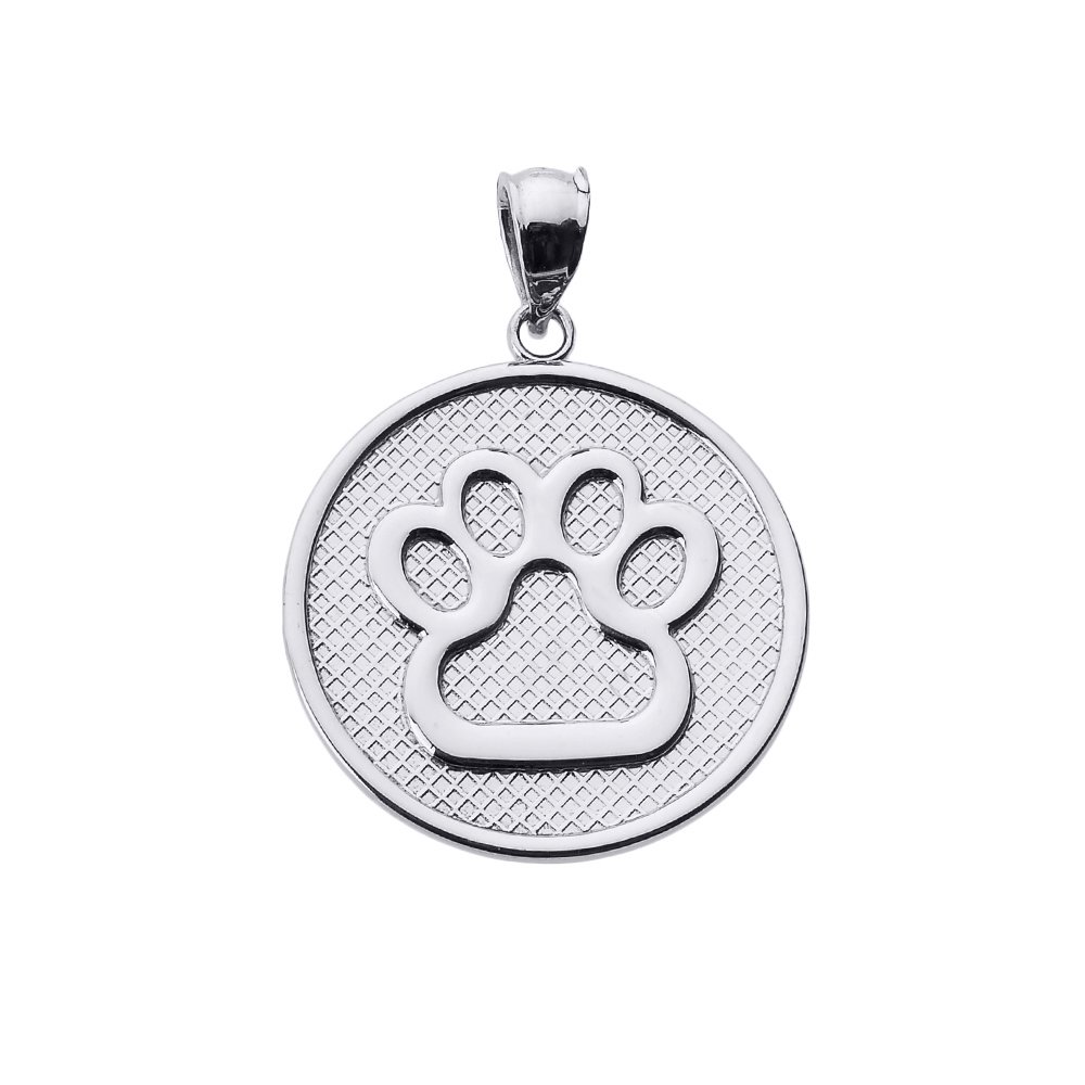 Paw Print Disc Pendant in Sterling Silver