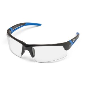 miller 272190 spark safety glasses, clear lens, black/blue frame