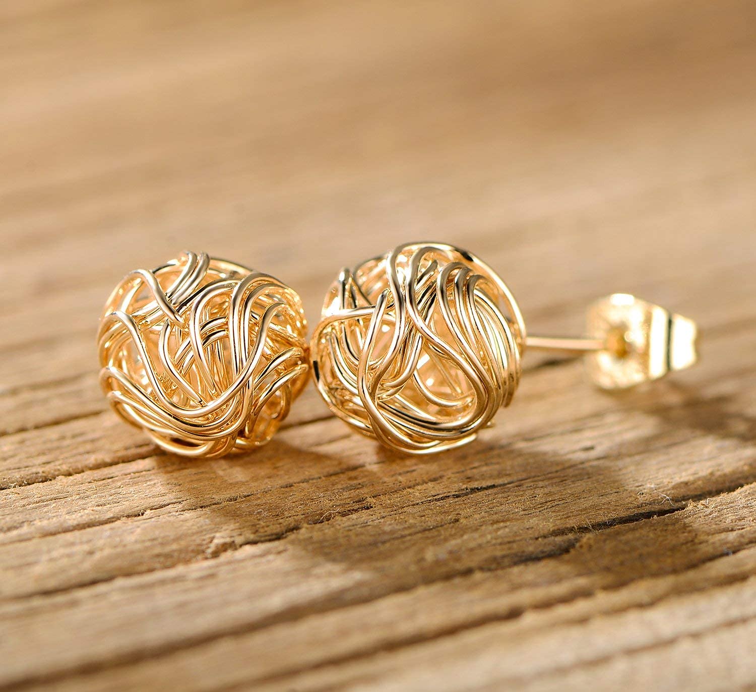 Gold Love Knot Earrings for Women | Barzel 18K Gold Plated Woven Love Knot Stud Earrings 10mm For Women - Made In Brazil (Gold)