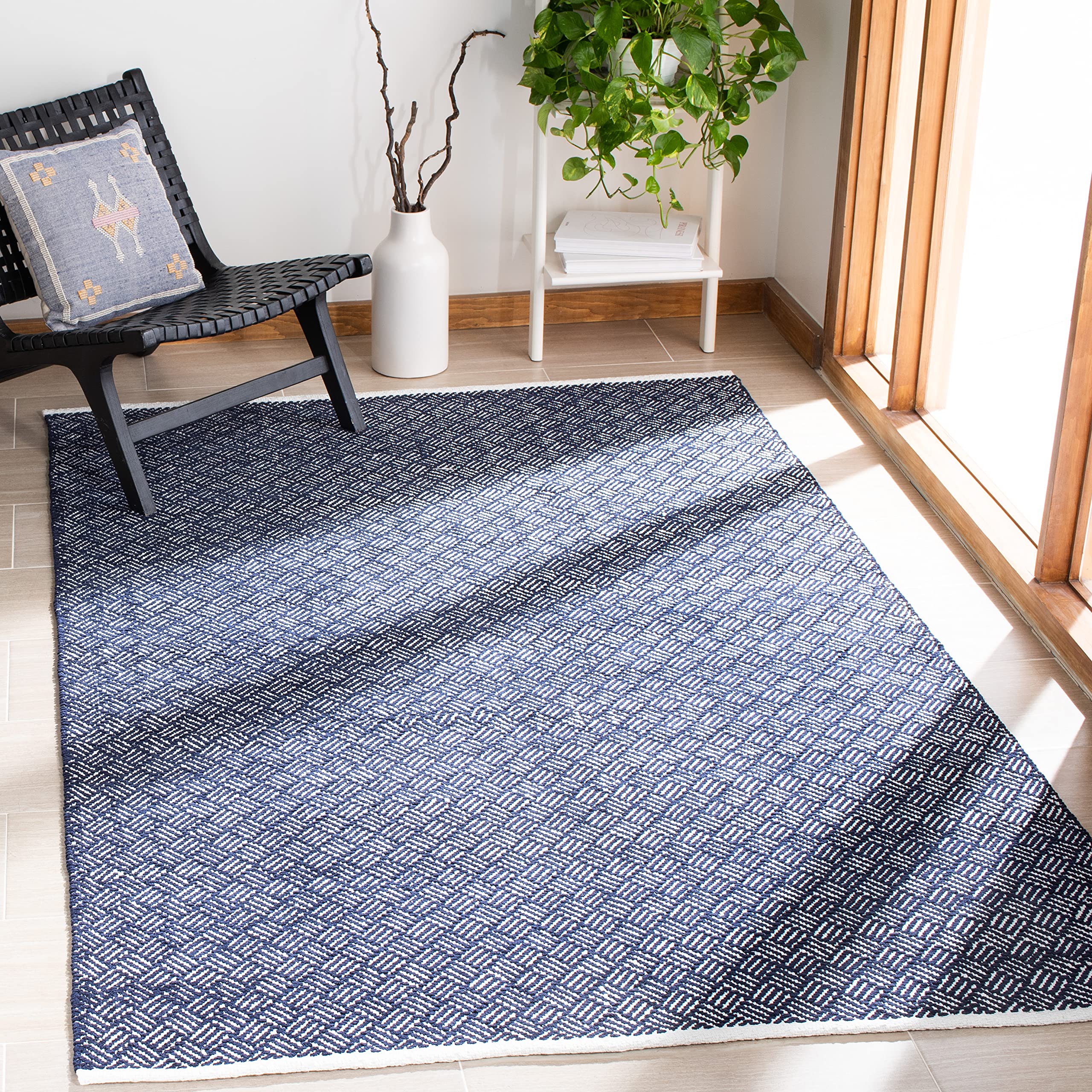 SAFAVIEH Boston Collection 8' x 10' Navy BOS680D Handmade Flatweave Cotton Area Rug