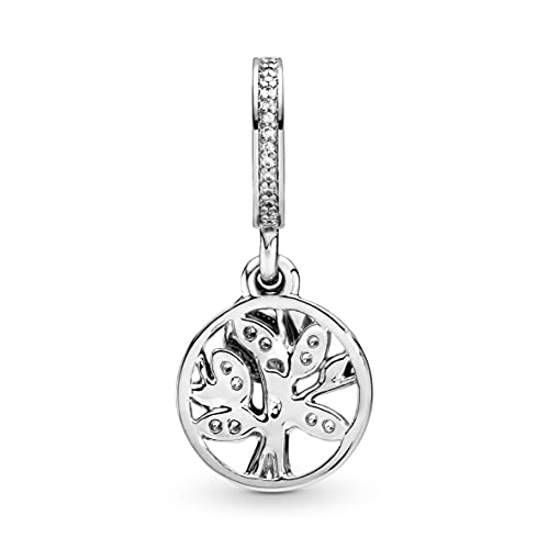 Pandora Jewelry Sparkling Family Tree Dangle Cubic Zirconia Charm in Sterling Silver and 14K Yellow Gold, No Box