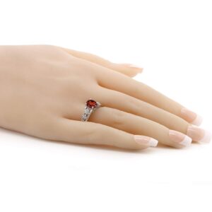 Gem Stone King 925 Sterling Silver Red Garnet Engagement Ring For Women (1.76 Cttw, Gemstone Birthstone, Available In Size 5, 6, 7, 8, 9)