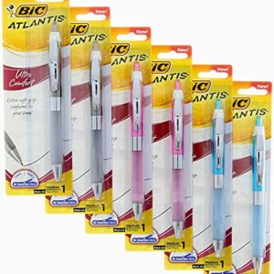 BIC Atlantis Ultra Comfort Ballpoint Pens, Assorted Barrels, 6 Count (Pack of 1)