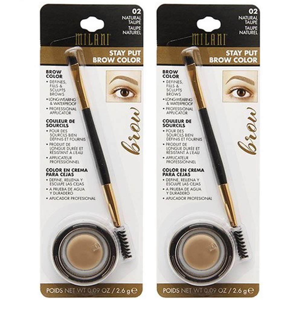 Milani Stay Put Brow Color, 02 Natural Taupe (Pack of 2)