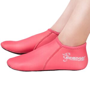 seavenger zephyr 3mm neoprene socks | wetsuit booties for scuba diving, snorkeling, swimming (pink, small)