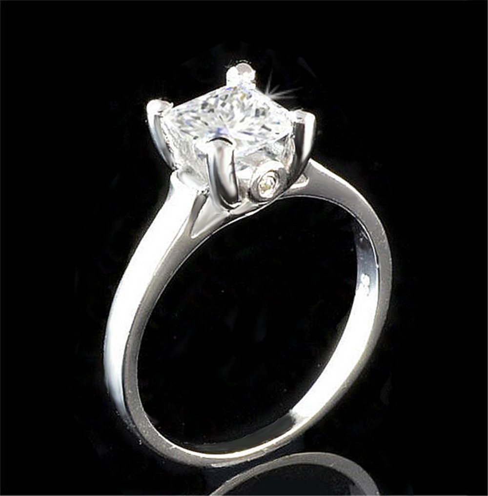 Venetia Top Grade 1.5 Carat Supreme Realistic Princess Cut Solitaire Simulated Diamond Ring Platinum Plated 925 Silver cz cubic zirconia swarovski 1sq8