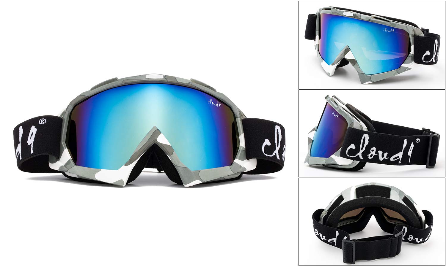 Cloud 9 - Professional Snow Ski Goggles Gorilla Adult Camoflash Anti-Fog Dual Lens UV400 Protection Triple Layered Face Foam Snowboarding Ski Goggles in Camoflash (1 Pair Only, Choose Your Color)