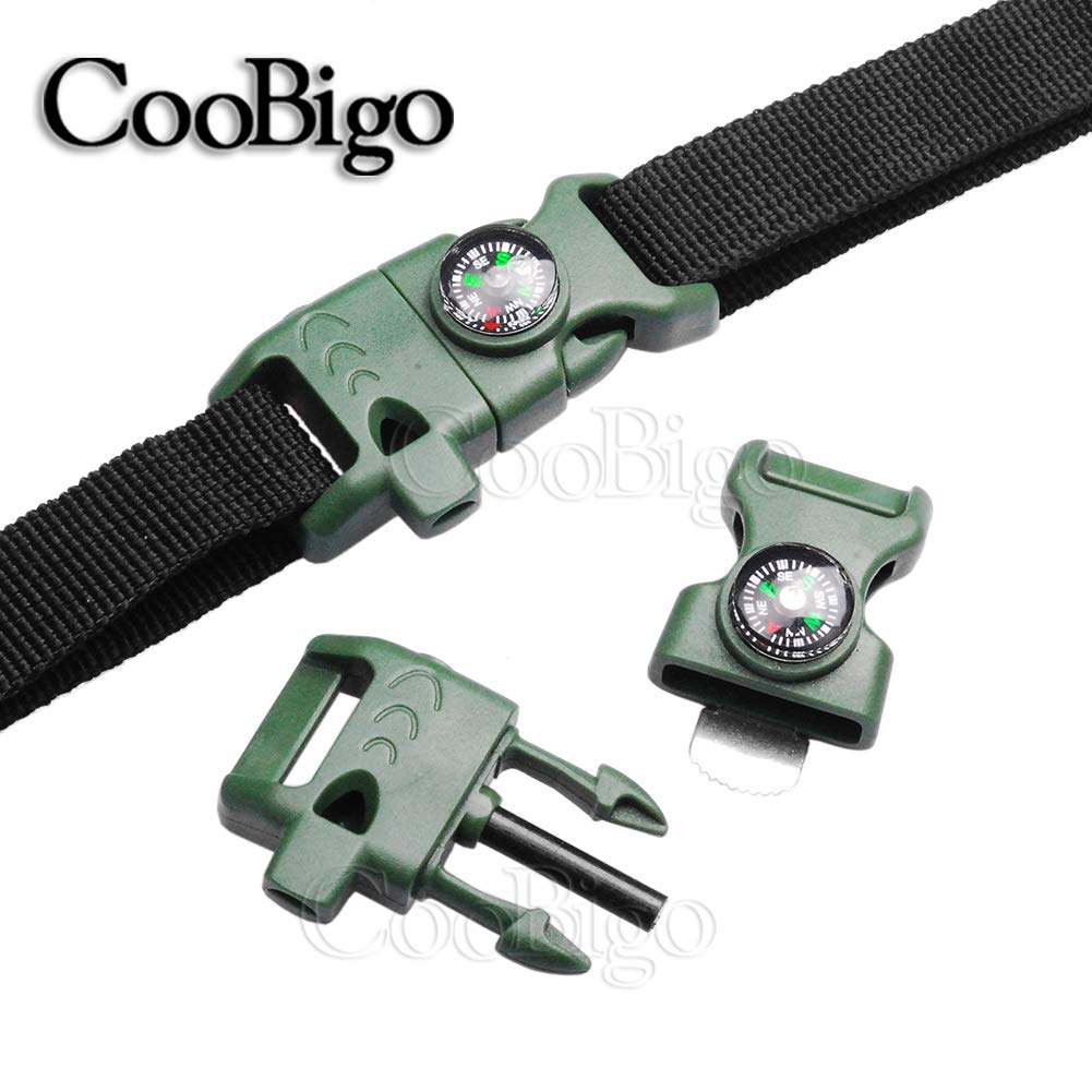 5 Pack Paracord Buckles Clips 5/8" Whistle Compass Buckle for Outdoor Camping Hiking Paracord Bracelet DIY Craft Project (Black)