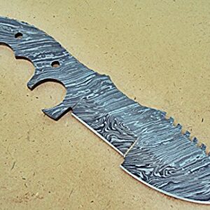 Poshland BB-17 Handmade Damascus Steel Blank Blade Full Tang Tracker Knife