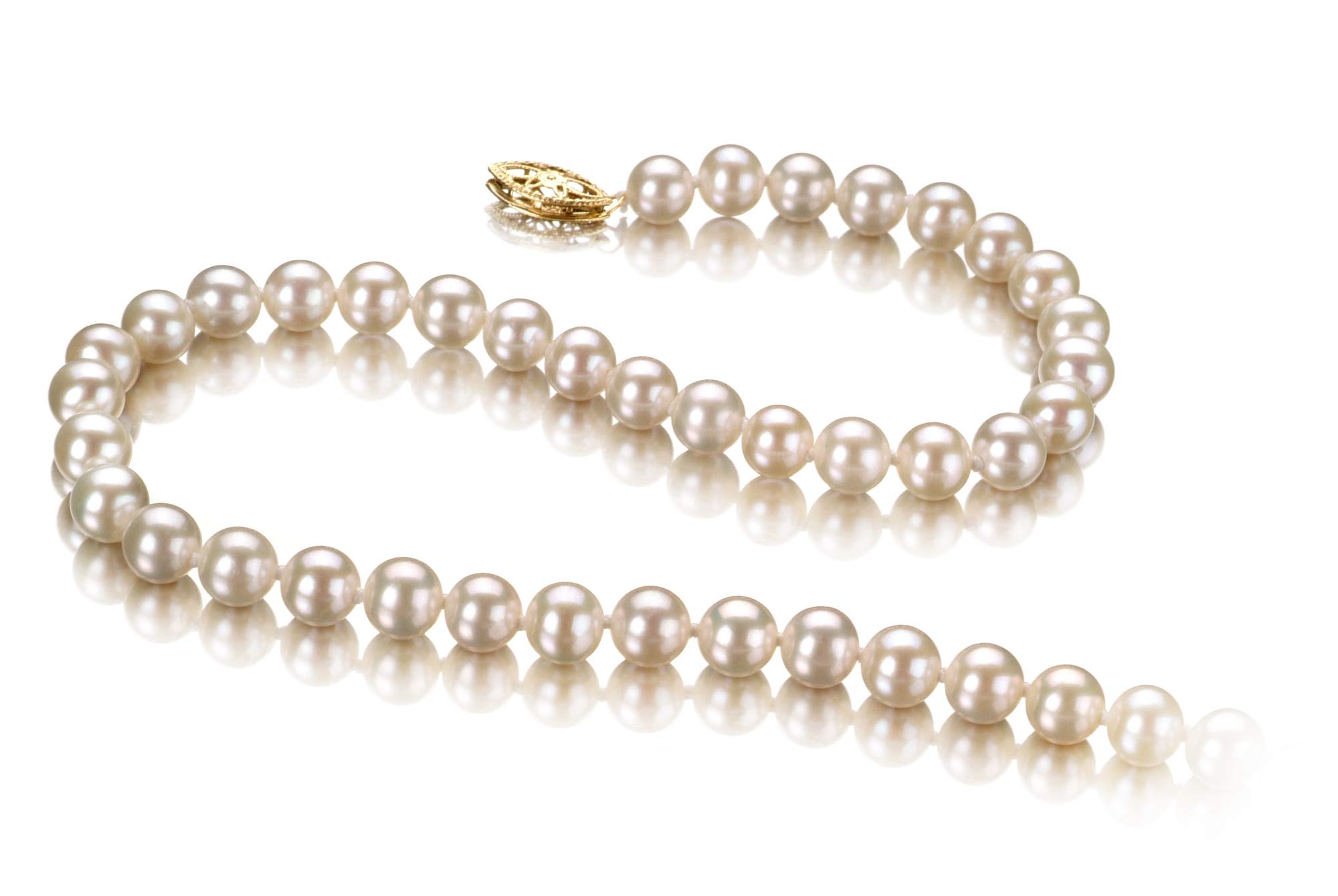 White 5.5-6mm AAA Quality Freshwater Cultured Pearl Necklace for Women-23 in Matinee Length