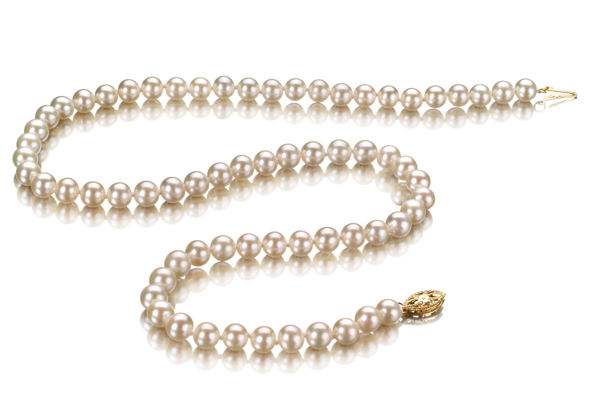 White 5.5-6mm AAA Quality Freshwater Cultured Pearl Necklace for Women-23 in Matinee Length