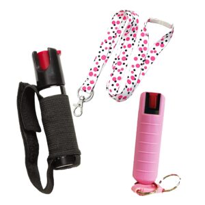 sabre red pepper gel - police strength - runner with hand strap, a pepper shot pepper spray and lanyard - lot of 3 as shown (sabre black)