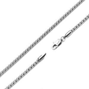 AmyRT Jewelry 3mm Titanium Steel Rolo Silver Chain Necklaces for Women Men 18 in